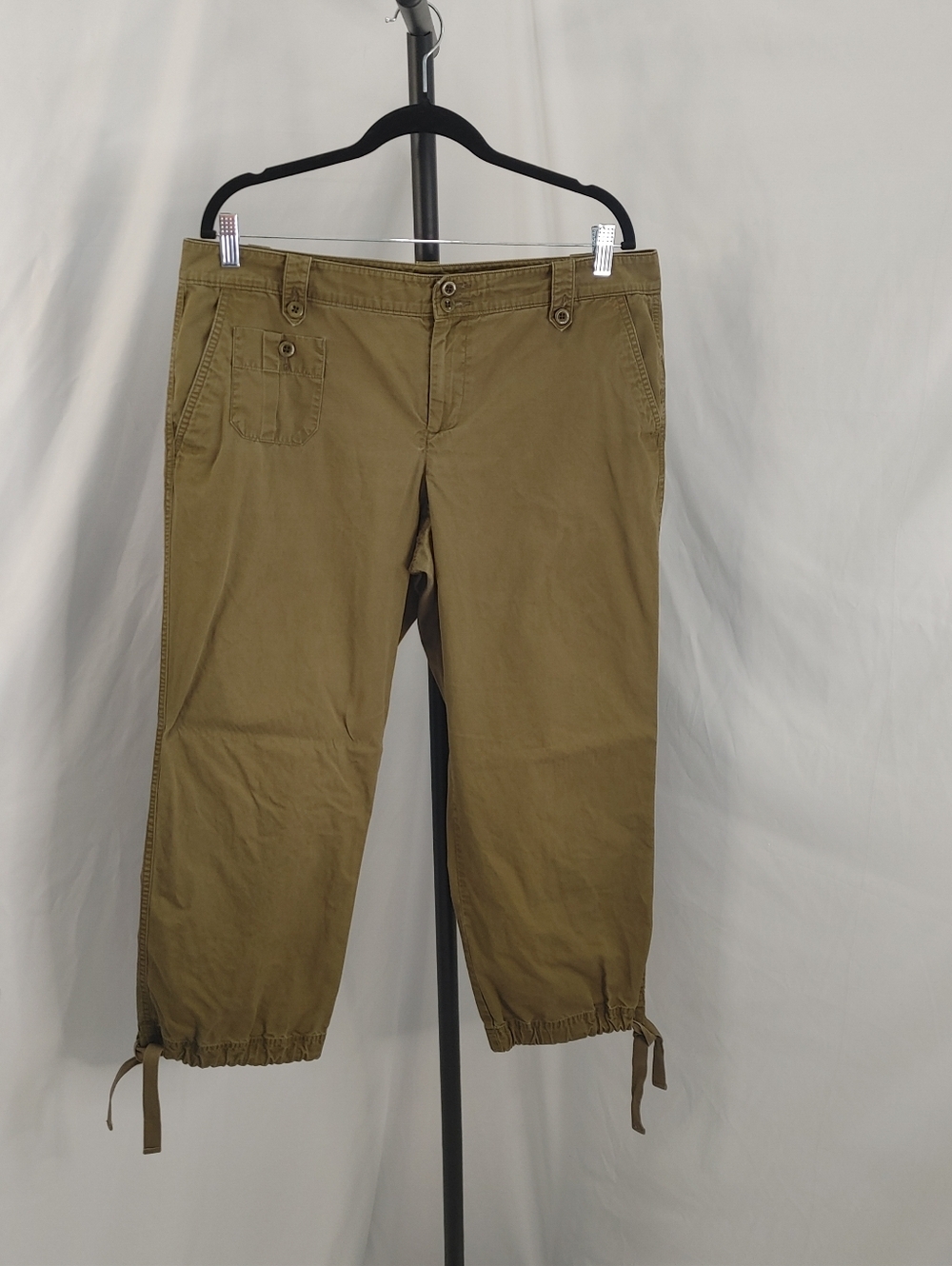 Lauren Ralph Lauren Petite Khaki Capri Pants Drawstring Hem Size 14P